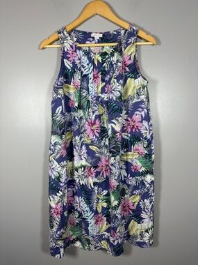J. Jill Love Linen 100% Linen Floral Midi Shift Dress Women’s Size XS